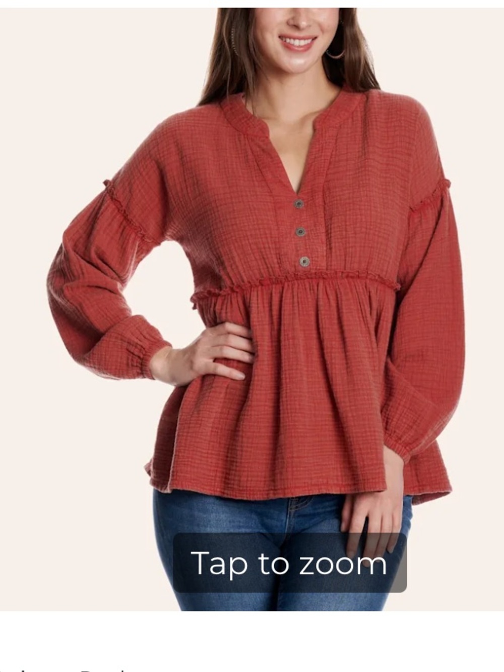 Rockin' C Women's Red Mineral Wash Long Sleeve Top Size Large